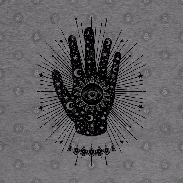 Palmistry Palm with All Seeing Eye, Sun, Moon and Stars Mask by The Lunar Resplendence